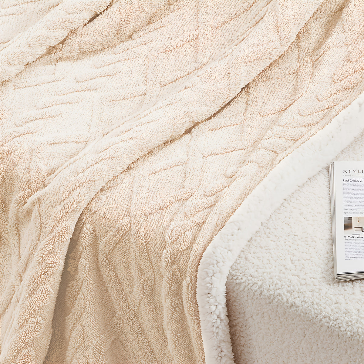 Tufted Sherpa Throw Blanket – Soft Plush Blanket in 4 Colors & 4 Sizes, Machine Washable, for Sofa Bed Couch Living Room & Garden