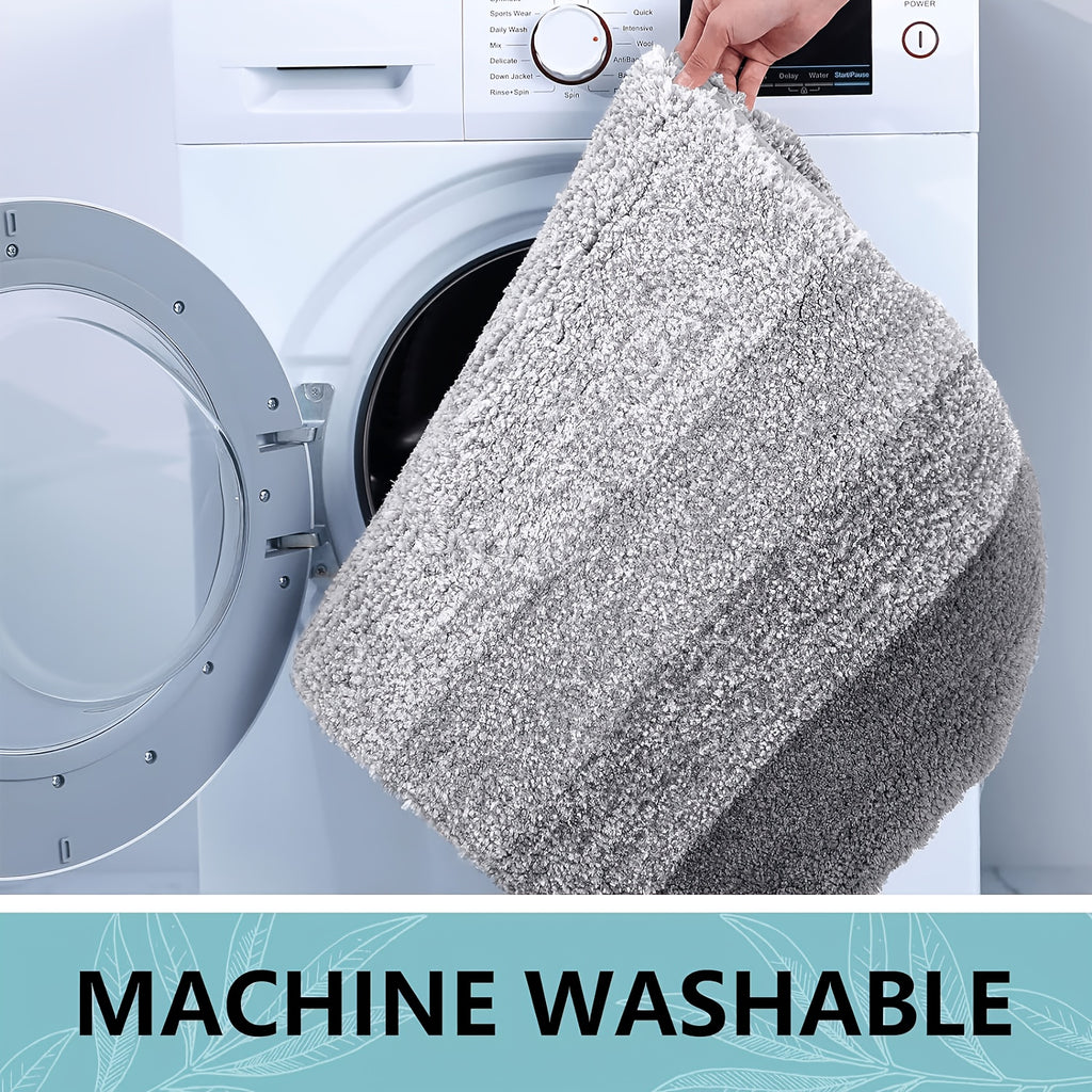 Microfiber Bath Mat Non-Slip Quick Dry Extra Soft Absorbent Bathroom Rug Machine Washable for Tub Shower Floor Home Decor Water Blue Light Grey