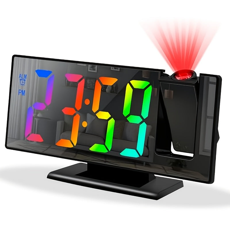 Digital Projection Alarm Clock LED with 180° Rotation, Temperature Display, Adjustable Brightness, Night Mode & Snooze - USB Powered Bedroom & Living Room Decor Clock