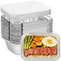 Disposable Aluminum Foil Pans 30-Pack with Lids 7.65x5.7 Inch - Foil Baking Pans for Cakes Cooking Heating Storing Food Prep, Holiday Baking Trays for Christmas Thanksgiving