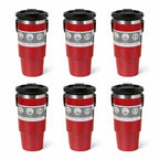 30oz Stainless Steel Insulated Tumbler 6-Pack with Handle, Lid & Straw – Double Wall Vacuum Travel Cups, Colorful Gift Set for Coffee, Cold Drinks & Daily Use | Black, Red, White & More