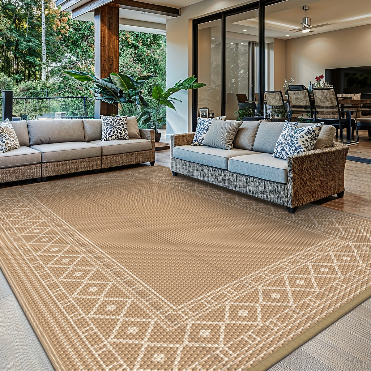 Outdoor Rug for Patio Foldable Reversible Plastic Straw Mat – Waterproof Area Rug for RV, Deck, Porch, Camper, Picnic & Balcony, 4 Sizes
