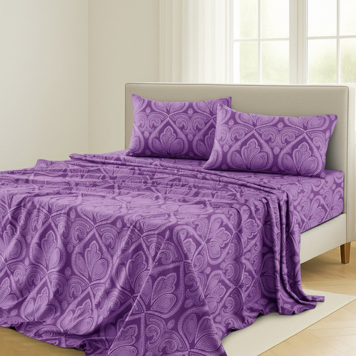 Paisley Bed Sheet Sets Queen King Twin Full Cal King – Soft Brushed Microfiber Deep Pocket Fitted Sheet & Pillowcases, Wrinkle Free