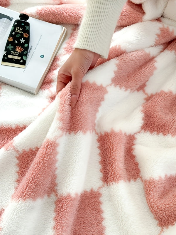 Double-Sided Velvet Plaid Blanket Super Soft Machine Washable for Home Bedroom Sofa Travel Panda Print Black White Blue Green Yellow Pink Coffee 4 Sizes