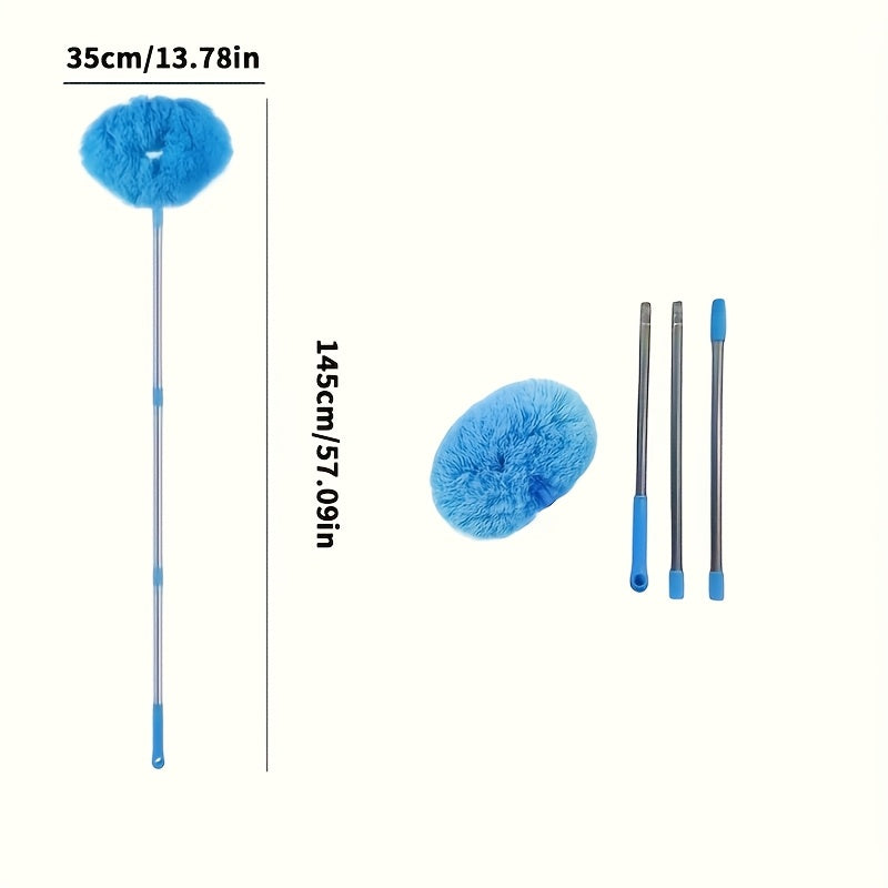 Ceiling Fan & High-Reach Dust Brush with Extension Rod – Detachable Washable Ultra-Fine Microfiber Cleaner for Fans, High Ceilings, Furniture & Cars, Blue