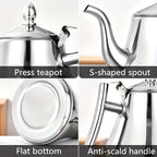 Stainless Steel Kettle with Filter Tea Pot Coffee Pot Cold Water Pitcher Induction Cooker Compatible for Home Hotel Restaurant Golden Finish