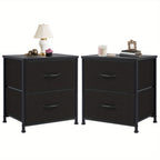 Nightstand with 2 Drawers & Removable Fabric Bins - Small Bedside Dresser for Bedroom, Dorm, Entryway & Small Spaces, 1pc or 2pcs Set, 4 Colors