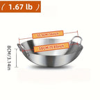 Heavy-Duty Stainless Steel Wok – Non-Stick Stir-Fry Pan with Ergonomic Handle | Gas, Induction & Electric Compatible | Multiple Sizes | Easy to Clean