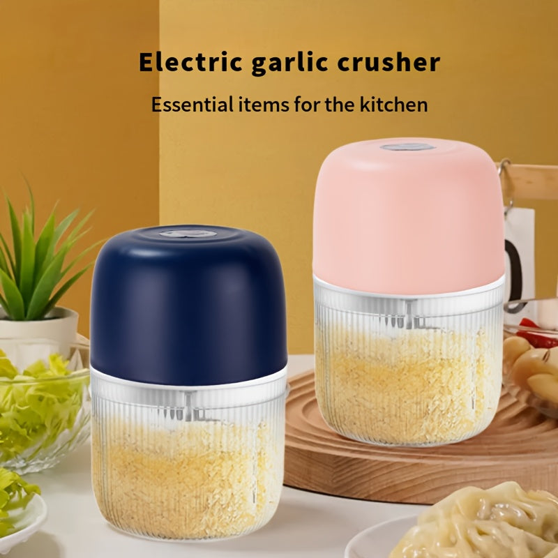 USB Rechargeable Electric Garlic Chopper Mini Portable Food Chopper 6-Blade – Chop Garlic, Ginger, Onion, Chili, Fruits & Meat with One Press | 800mAh Battery
