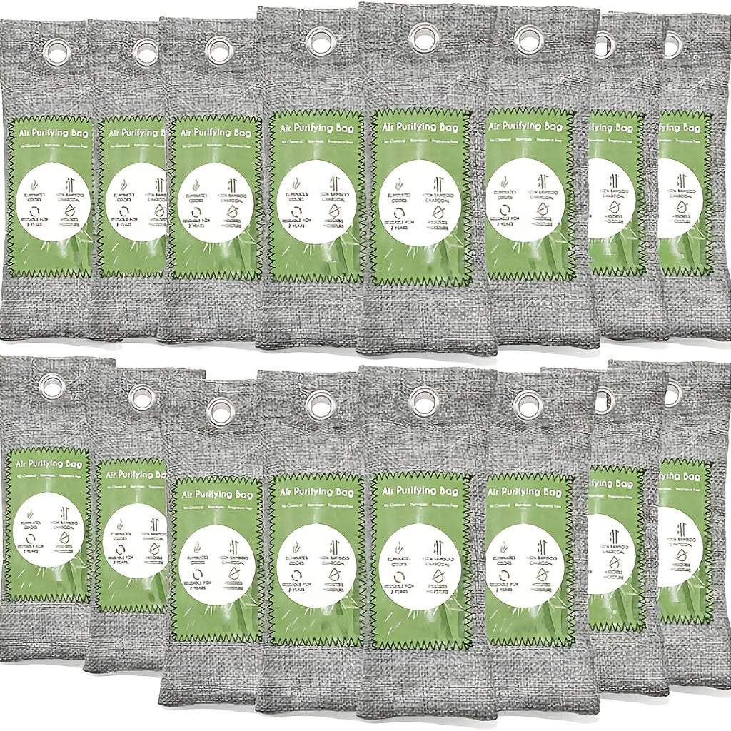 Bamboo Charcoal Air Purifying Bags Odor Absorber – Activated Charcoal Moisture Absorber & Natural Deodorizer for Car, Closet, Shoes, Bathroom & Home, 6 to 16 Pack
