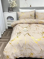 Duvet Cover Set Queen King Twin Full - Bronzing Texture Soft Breathable Bedding, 3-Piece with Pillowcases, All-Season Luxury Bedroom Decor, White Khaki Black