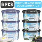 Dehumidifier Boxes 6-Pack Scented Moisture Absorber & Odor Eliminator – No Electricity, Compact PVC, 4 Scents for Closet, Bathroom, Bedroom, RV & Boat (Lavender, Fresh Linen, Jasmine, Bamboo Charcoal)