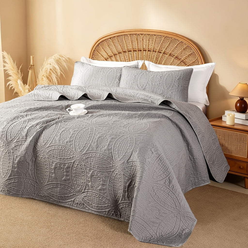 Quilted Bedspread Set Lightweight Cooling Coverlet with Pillow Shams Twin Queen King Soft Breathable Summer Bedding Set Machine Washable