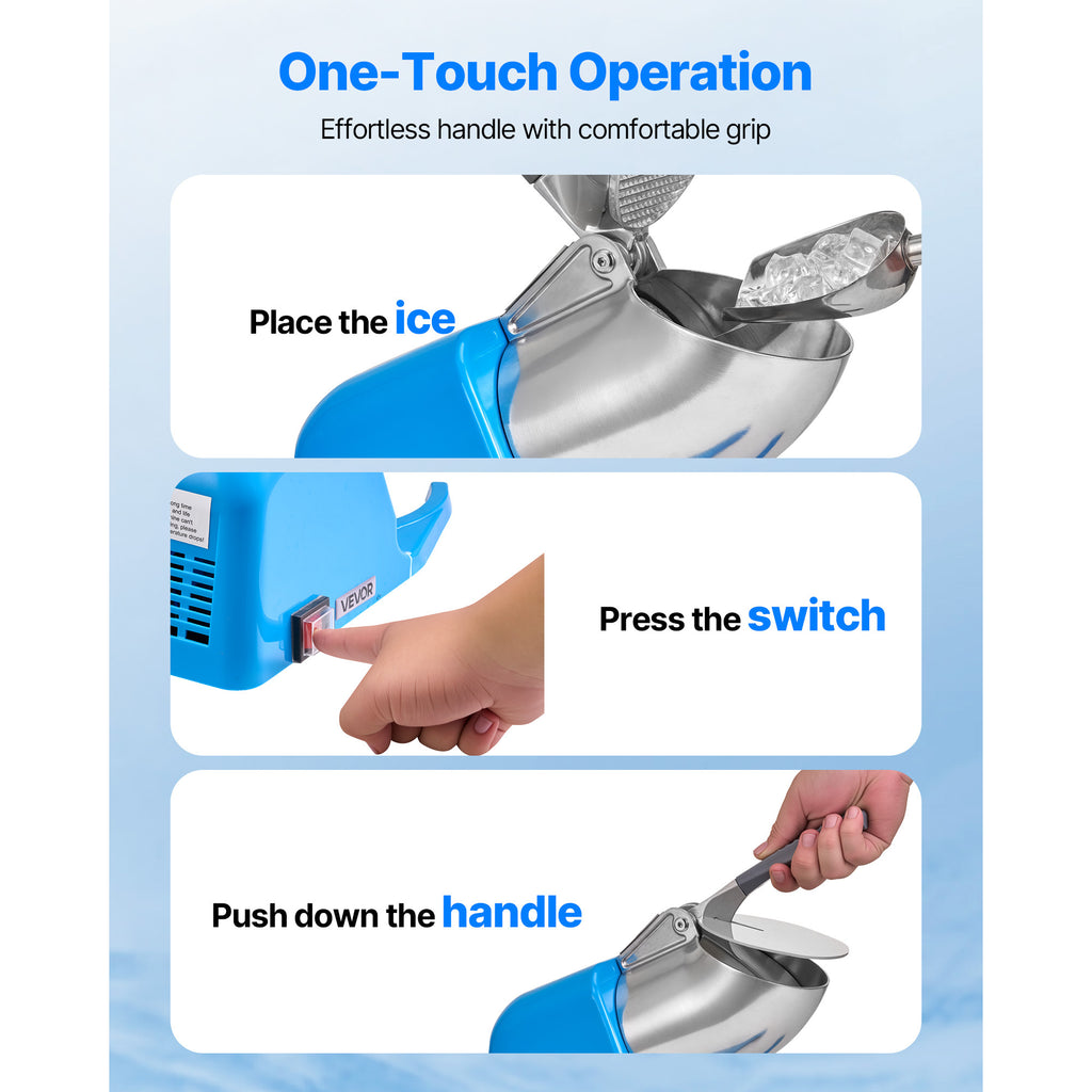 Electric Ice Crusher & Snow Cone Maker - 300W 286 lbs/h, 4 Stainless Steel Blades, One-Touch Operation, Anti-Splash, for Home Bar Office Kitchen | Nuvia Haven