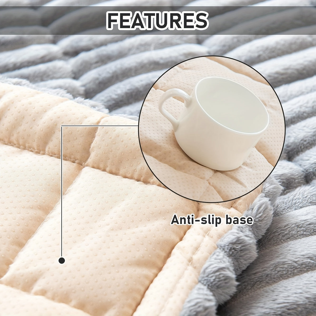 Jacquard Couch Cushion Cover 2pcs Set Solid Color Sofa Seat Cover - Soft Thick Plush Non-Slip Machine Washable Pet Friendly for 2 3 4 Seat Sectional Sofa Living Room Bedroom, 4 Colors