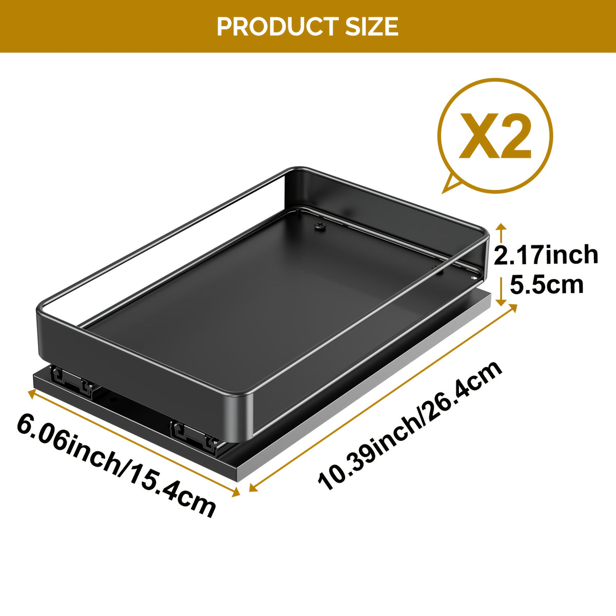 Cabinet Pull Out Spice Rack 2pcs Rust Proof Stainless Steel Under Cabinet Spice Organizer Adjustable L Shaped Sliding Double Rail Counter Storage Kitchen Accessories