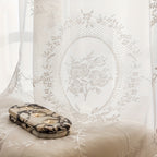 Sheer Curtains Embroidered Floral 2 Panels - White Gauze Pole Pocket Drapes, Sunlight Filtering Window Curtains for Living Room Bedroom Dining Room Balcony Wedding Decor
