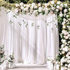 Wrinkle-Free White Backdrop Curtains Polyester, Wedding Party Photo Backdrop Drapes Rod Pocket, Single Panel or Sets of 6 8 12 Pieces