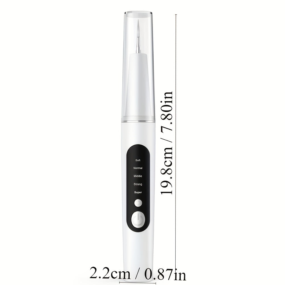 Electric Plaque Remover Teeth Cleaner - LED Light 5 Mode Rechargeable Dental Scaler 3 Stainless Steel Heads Home Travel Oral Care Tool