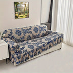 High-Stretch Print Sofa Cover with Non-Slip Fixed Rod All-Season Snug-Fit Couch Slipcover – Stable, Beautiful & Practical Furniture Protector for Living Room, Skirt Style Design
