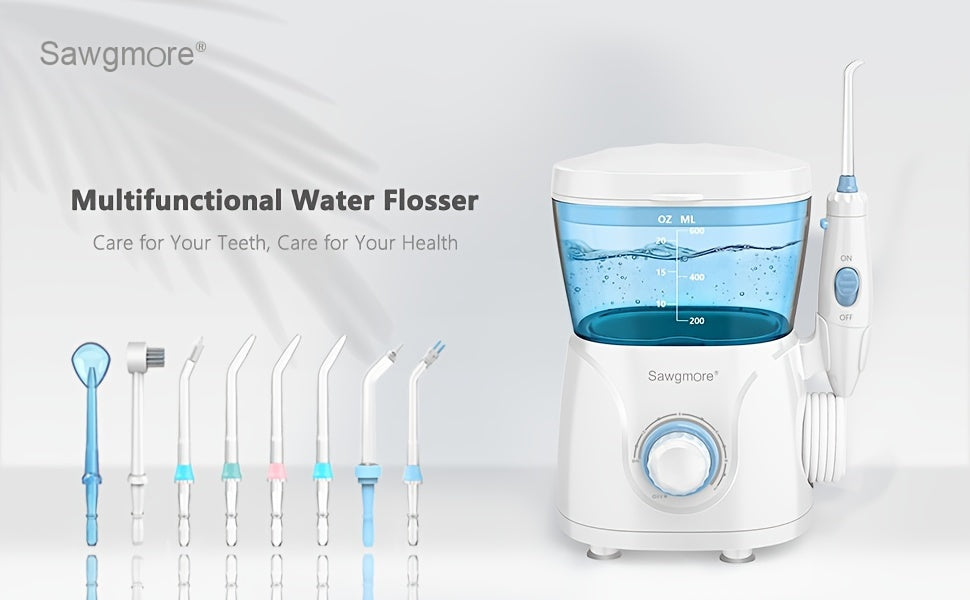 Water Flosser for Teeth & Braces – 8 Jet Tips, 10 Pressure Settings, 20oz Large Tank Oral Irrigator for Family Deep Cleaning & Braces Care