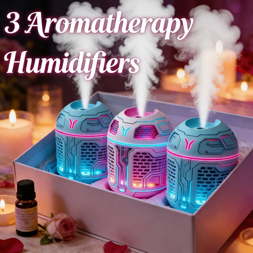 Mini Diffuser Set 3pcs Aromatherapy Humidifier Odor Eliminator Cool Mist for Car Bedroom Dorm No Filter Low Voltage Gift for Women