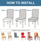 Dining Chair Covers Set of 4 6 Stretch Jacquard Slipcovers - Removable Washable Chair Protectors for Kitchen Parsons Dining Room Chairs