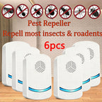 Ultrasonic Pest Repeller 8-Pack 2025 Upgraded Plug-In Repellent for Mosquitoes Cockroaches Mice Fleas Ants Rodents Chemical-Free for Home Farm Kitchen Office Restaurant Apartment