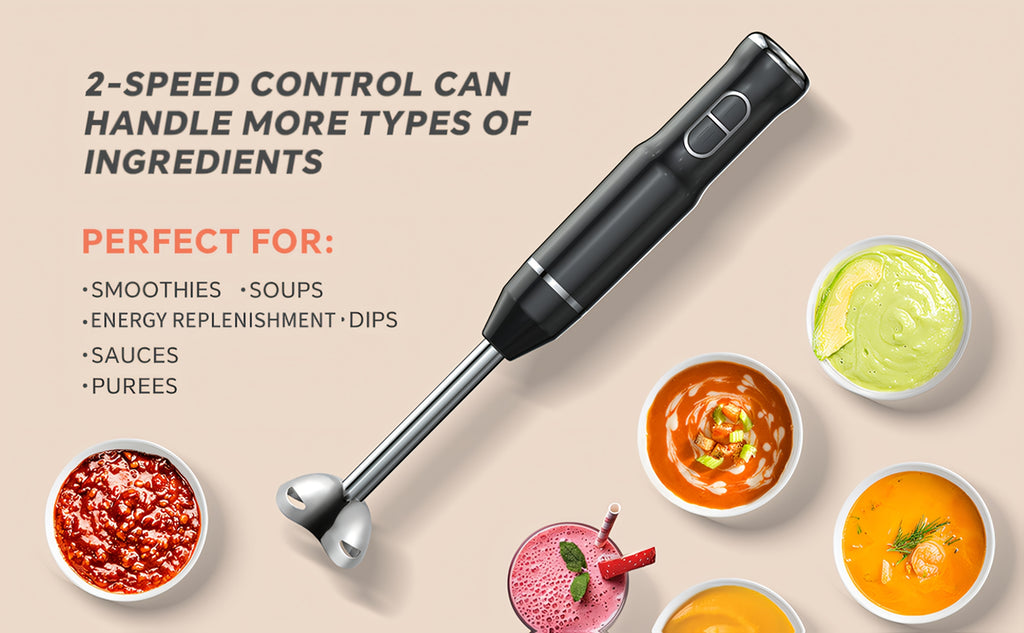 400W Immersion Hand Blender Stick Mixer with 304 Stainless Steel Blades, 2 Speeds & Turbo Mode, Detachable Base – 5-in-1 Set Available, Perfect for Soups, Smoothies, Purees & Baby Food