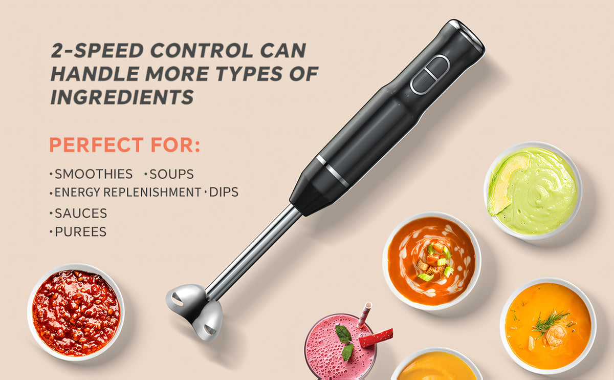 400W Immersion Hand Blender Stick Mixer with 304 Stainless Steel Blades, 2 Speeds & Turbo Mode, Detachable Base – 5-in-1 Set Available, Perfect for Soups, Smoothies, Purees & Baby Food