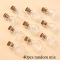 Assorted Mini Glass Bottles with Cork Stopper 40pcs, Mixed Shape Clear Small Drift Wishing Bottles, Bead Containers for DIY Crafts, Necklace Making, Wedding Party Favors, Christmas & Holiday Decor