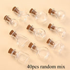 Assorted Mini Glass Bottles with Cork Stopper 40pcs, Mixed Shape Clear Small Drift Wishing Bottles, Bead Containers for DIY Crafts, Necklace Making, Wedding Party Favors, Christmas & Holiday Decor
