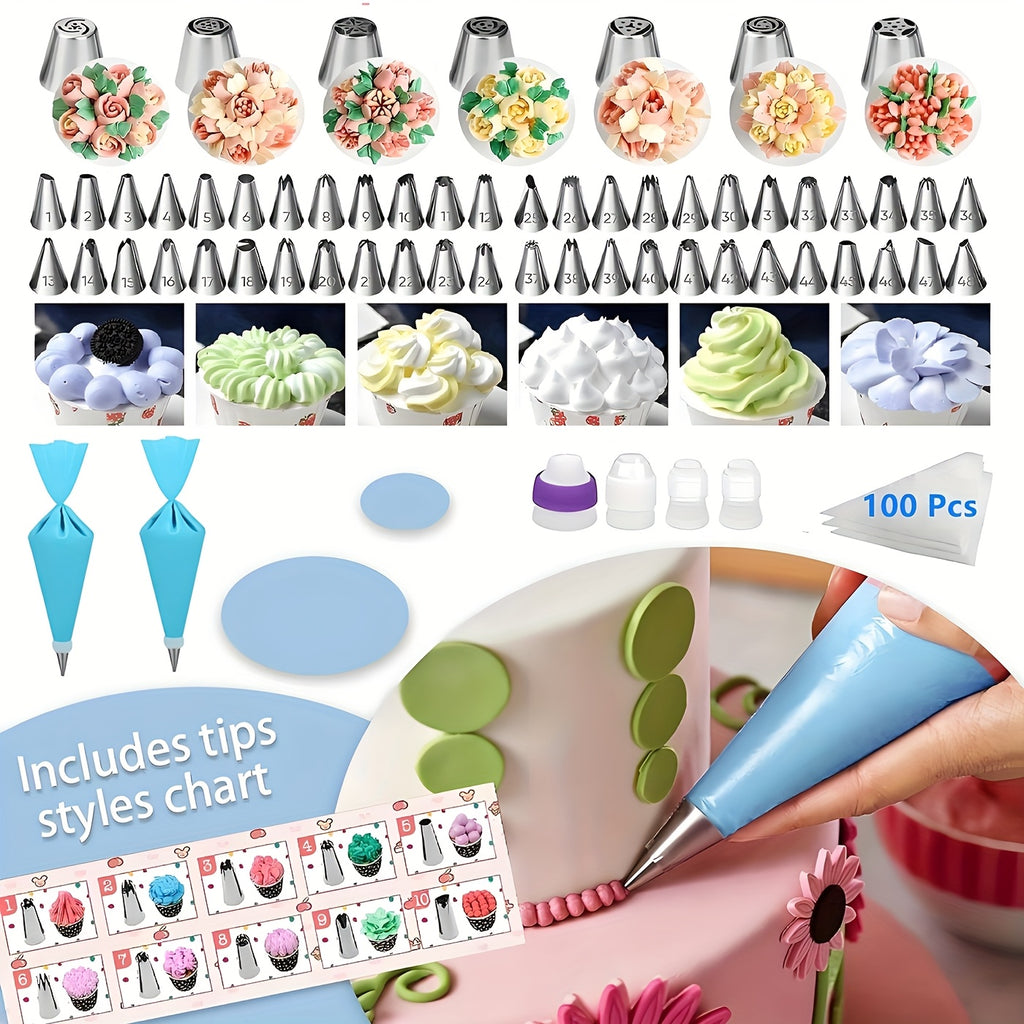 492-Piece Pro Cake Decorating Set - Complete Baking Kit with Cake Turntable, 58 Piping Tips, Reusable Piping Bags, Spatulas, Molds & More - Professional Quality for Home Bakers & Decorators