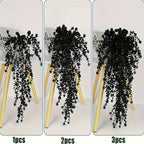Black Artificial Hanging Flowers & Greenery Vines UV Resistant 2 or 4pcs – Indoor Outdoor Faux Floral Garland for Halloween, Fall Celebrations, Weddings & Home Seasonal Decorations