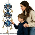 Wolf Dream Catcher Wall Decor – Boho Bedroom Wall Hanging Native American Style Dream Catcher Gift for Boys Kids Teen Room