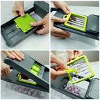Vegetable Chopper 16-In-1 Professional Onion Chopper Multi-Function Food Slicer Dicer with 8 Blades and Container Kitchen Carrot Cutter Gift for Dad