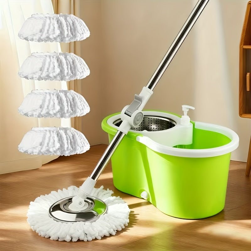 Spin Mop and Bucket Set with Wringer, 360° Dual-Drive Wringing System, 3 Microfiber Mop Heads for Hardwood Tile Marble Laminate Floor Cleaning
