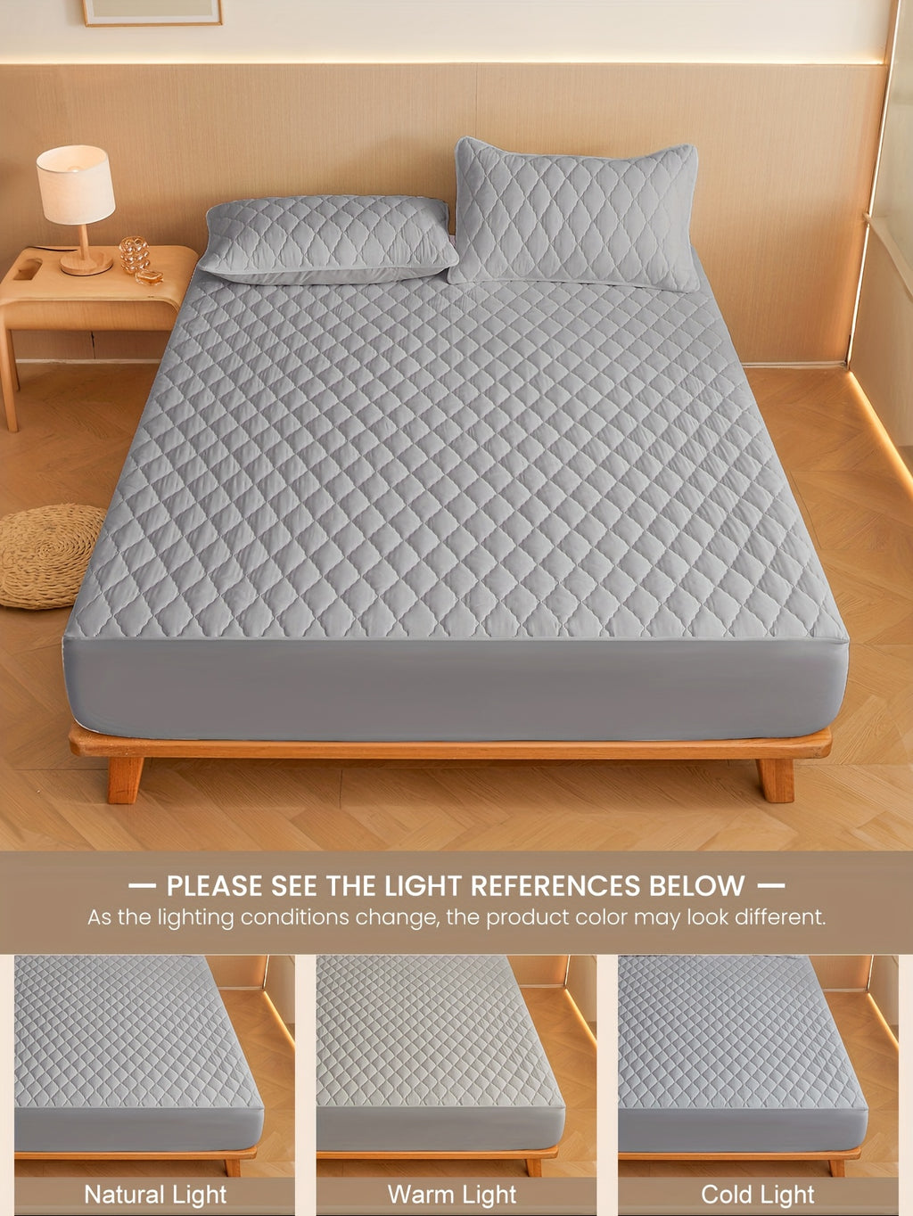 Mattress Protector Deep Pocket 11.8-Inch Thickened Fitted Cover with Embossed Design – Solid Color Bedding Essential for Twin Full Queen King, 7 Colors