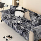 Gradient Faux Rabbit Plush Sofa Cover Non-Slip Furniture Protector – Armchair Loveseat 2 3 4 Seater Couch Cover, Armrest Backrest Pillow Case, 4 Colors 7 Sizes