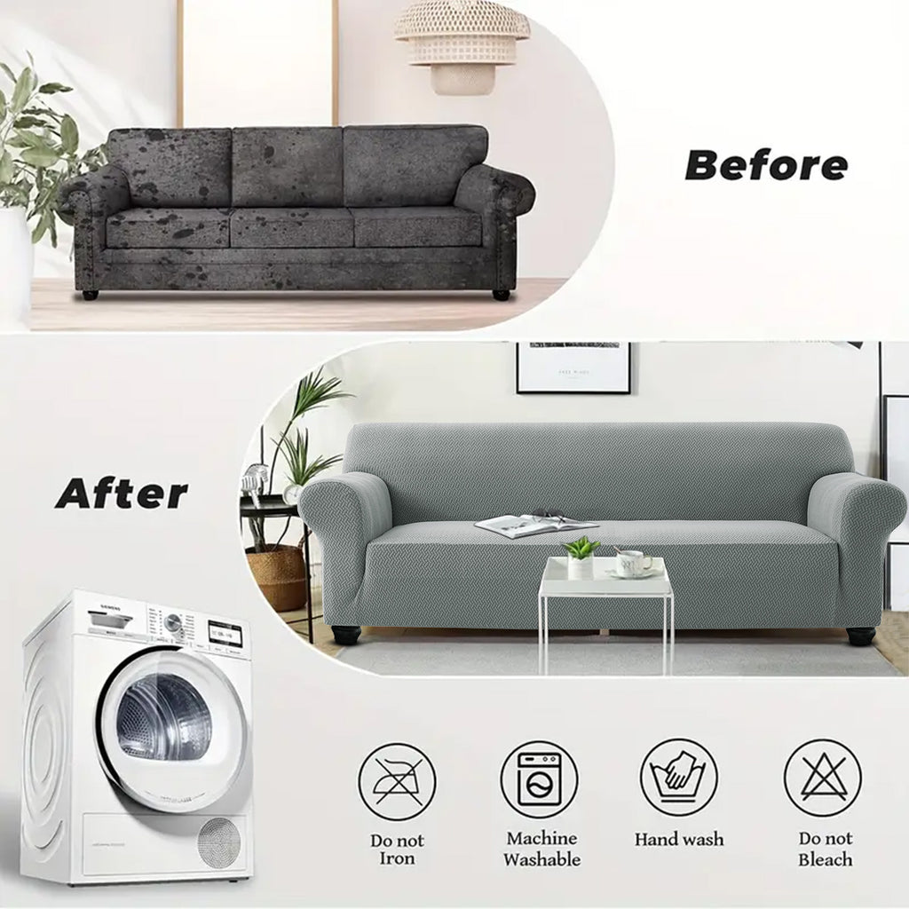 Elastic Spandex Sofa Cover Stretch Couch Protector 360° Full Coverage, Cat Scratch Resistant, Dust-Proof & Machine Washable for 1, 2, 3 Seater & Sectional Sofas – All-Season Fit