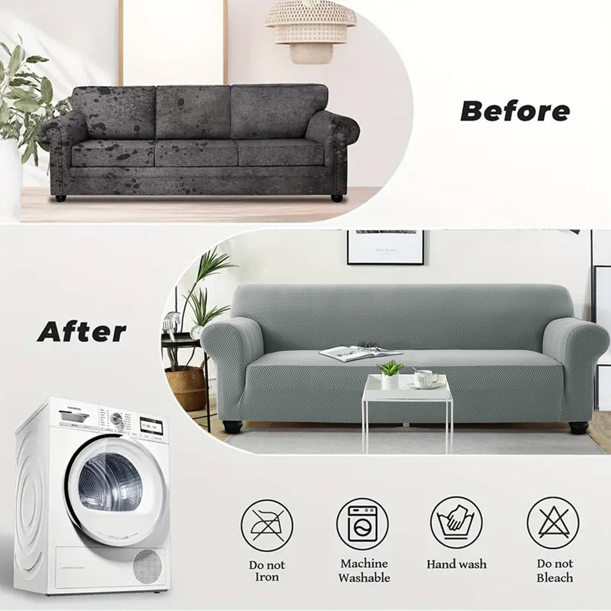 Elastic Spandex Sofa Cover Stretch Couch Protector 360° Full Coverage, Cat Scratch Resistant, Dust-Proof & Machine Washable for 1, 2, 3 Seater & Sectional Sofas – All-Season Fit