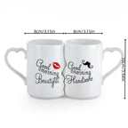 Ceramic Couple Mug Set of 2 – Kissing Design Insulated Love Mugs 360ml 12oz for Coffee Tea, Anniversary Wedding Valentine's Day Gift