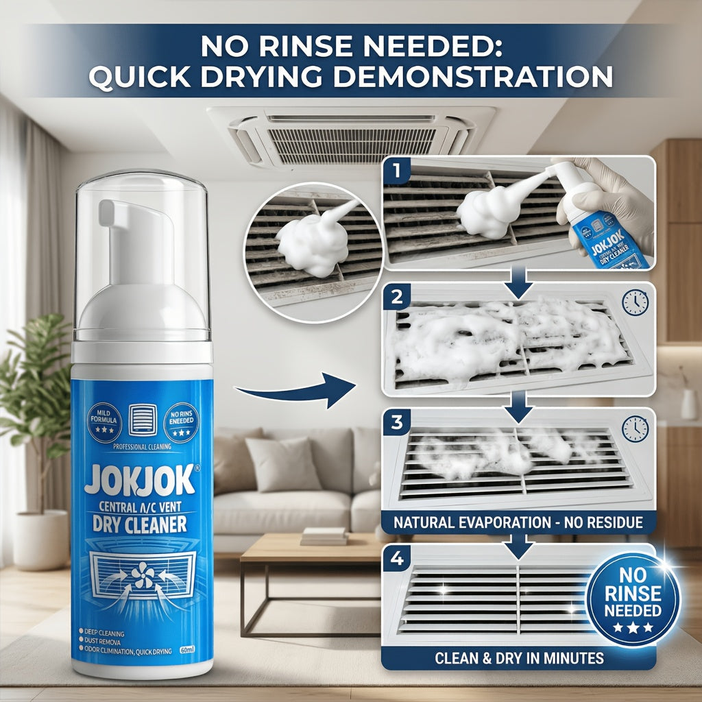 Air Conditioner Foam Cleaner No Disassembly 60ml for Central AC Vent Coil Internal System Dissolves Dirt Dust Mold Works on RV Window Mini-Split AC Units