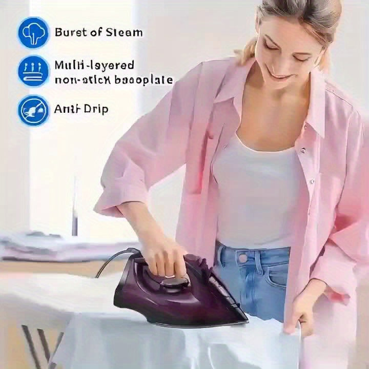 Handheld Clothes Steamer Non-Stick Soleplate – High-Pressure Anti-Calc, Adjustable Temp for Dry & Wet Clothes, Fast Heating Compact Steamer for Travel, Home & Office | Deep Purple