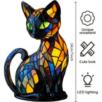 USB Glowing Cat Statue Collectible Figurine – Cute Pet Cat Themed Night Light Sculpture, Home Decoration Accent for Cat Lovers, Holiday Gift, Family Living Room Desk Decor