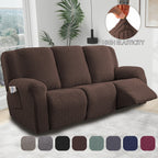 8-Piece Recliner Slipcover Set for 3-Seat Sofa – Flexible Soft Slide Sleeve Furniture Protector with Pocket, Stretch Couch Cover for Living Room, Office & Sofa Chair