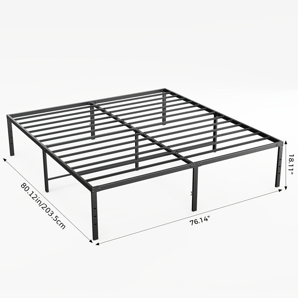 Metal Platform Bed Frame with Steel Slat Support | No Box Spring Needed | Under-Bed Storage | Easy Assembly | Noise-Free | Black | Twin Full Queen King