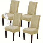 Stain-Resistant Stretch Dining Chair Covers Set of 4 or 6 Jacquard Polyester-Spandex Removable Slipcovers – Pet & Kid Friendly, Machine Washable, for Restaurant Home Wedding Christmas