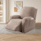 Stretch Recliner Sofa Slipcover Set of 4, Washable Couch Protector for Single Reclining Sofa with Elastic Base, Furniture Cover for Living Room