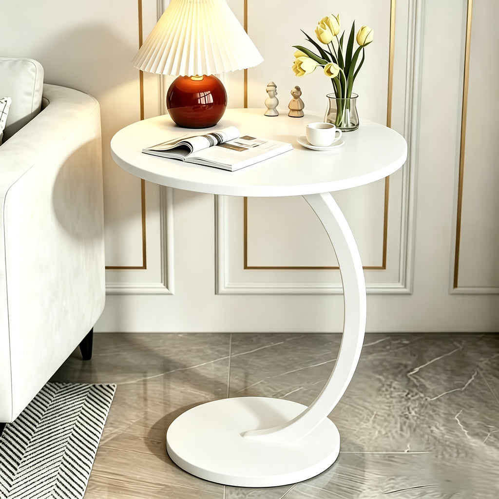 Marble Pattern Wrought Iron Side Table Modern Minimalist Sofa End Table for Living Room Bedroom Small Space